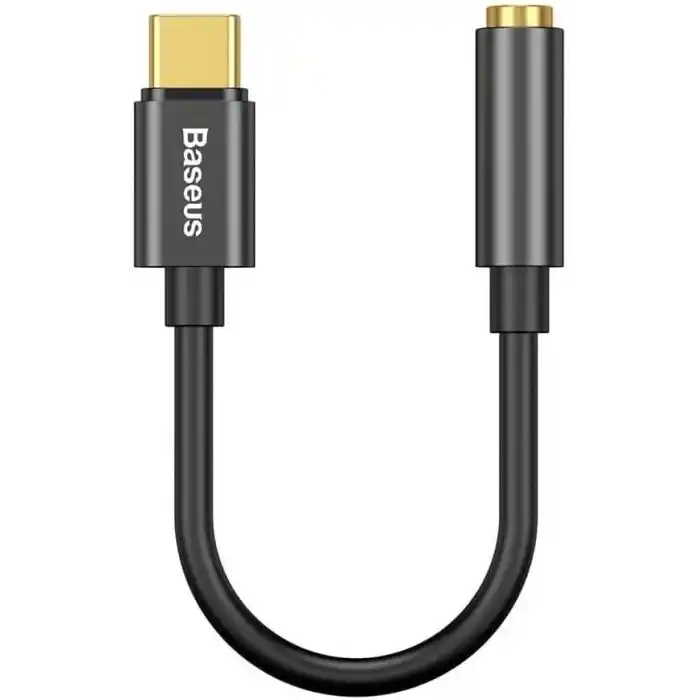 Baseus L54 USB-C - 3,5 mm Kulaklık Adaptörü, 24 bit/48 kHz DAC, Siyah