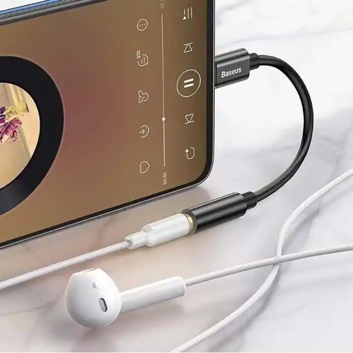 Baseus L54 USB-C - 3,5 mm Kulaklık Adaptörü, 24 bit/48 kHz DAC, Siyah