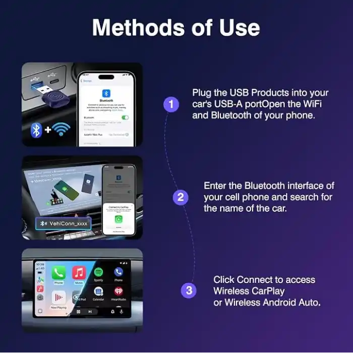 Carlinkit Mini Ultra iPhone ve Android için Kablosuz Adaptör Kablolu CarPlay ve Android Autoya Kablosuz Dönüştürür, Tak ve Kullan, Arabalarla Uyumlu