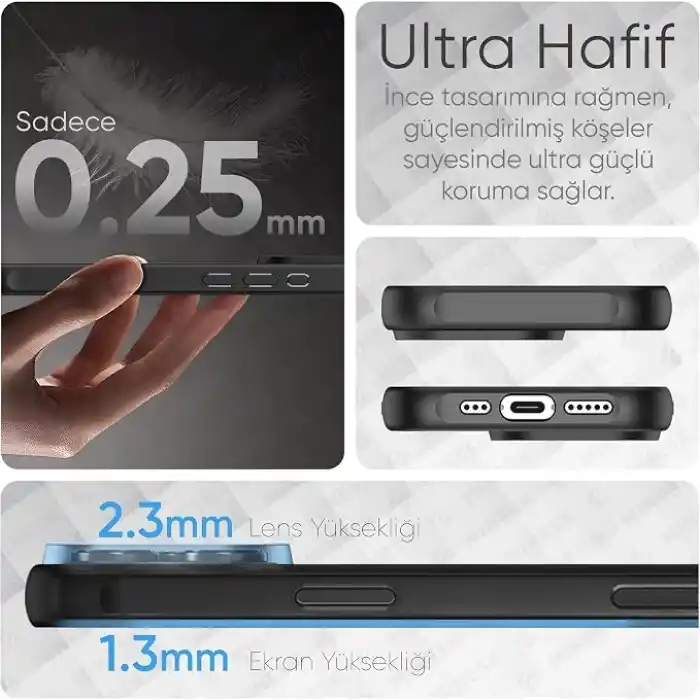 Minesk iPhone 17 için MagSafe ile Uyumlu MattCover Serisi Arkası Mat Polikarbonat Kenarları Silikon ve Köşeleri Güçlendirilmiş Kamera Korumalı ince Silikon Kılıf (Manyetik, 17)