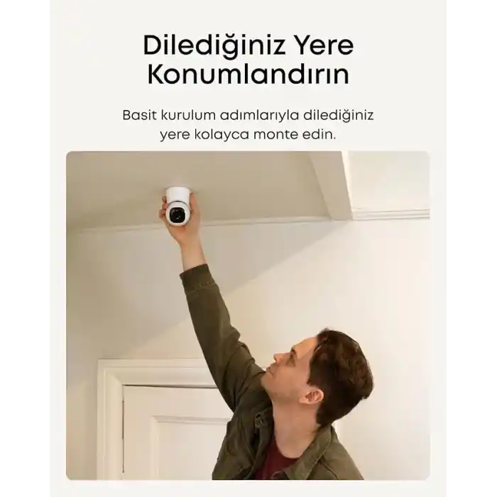Anker eufy Security Indoor Kamera C220, 2K Netlik, 360° Yatay Görünümle, Yapay Zeka İzleme ve Hareket Algılama, İki Yönlü Ses, Anker Türkiye Garantili