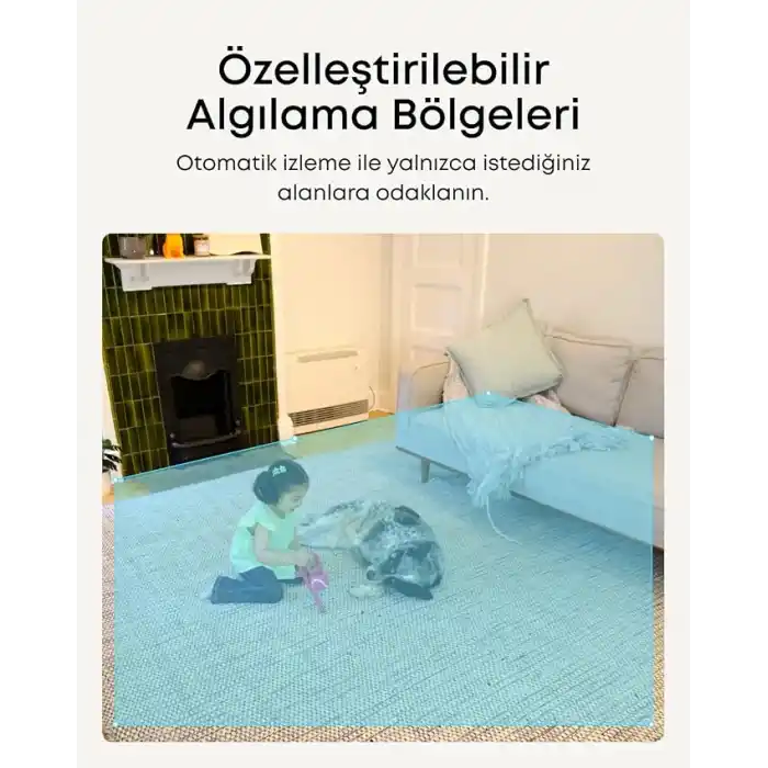 Anker eufy Security Indoor Kamera C220, 2K Netlik, 360° Yatay Görünümle, Yapay Zeka İzleme ve Hareket Algılama, İki Yönlü Ses, Anker Türkiye Garantili