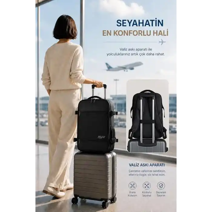 Classone XYZ Serisi TR-100 Kabin Boy,Uçak İçi, Ergonomik, Laptop ve Tablet Bölmeli, Seyahat, Valiz, 15-18 inch Uyumlu Notebook, Laptop Sırt Çantası