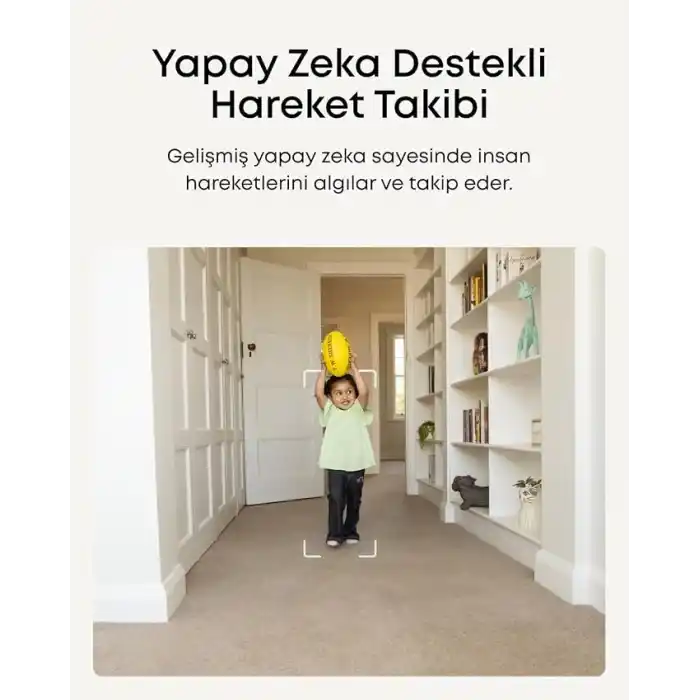 Anker eufy Security Indoor Kamera C220, 2K Netlik, 360° Yatay Görünümle, Yapay Zeka İzleme ve Hareket Algılama, İki Yönlü Ses, Anker Türkiye Garantili