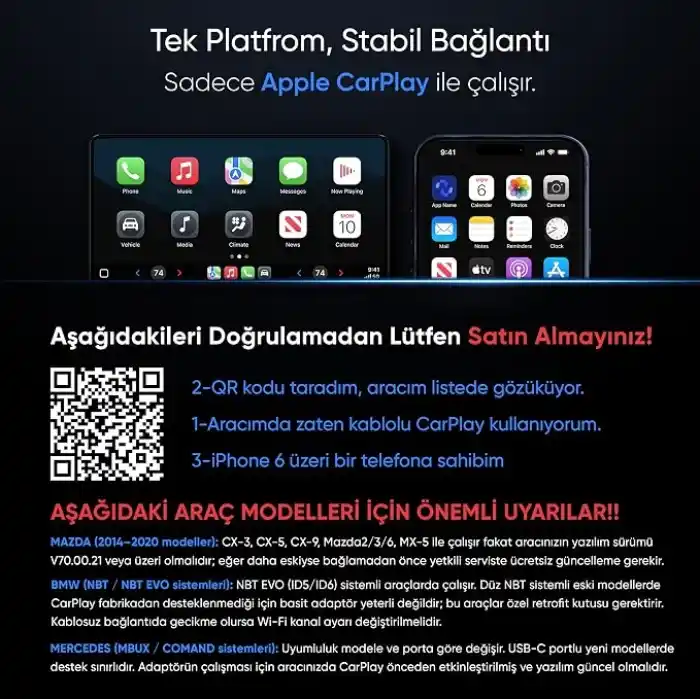 Minesk Drive-Fi PRO iPhone için Kablosuz CarPlay Adaptörü/Mobil Uygulama Desteği / 0.5 Saniye Düşük Gecikme/Otomatik Bağlantı/Arm - Cortex A7 İşlemci/Otomatik Araç Tanıma