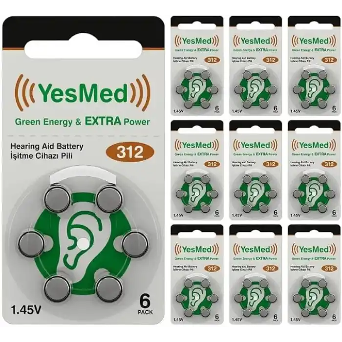 YesMed Extra Power 312 Numara İşitme Cihazı Pili (10 Paket x 6 Adet = 60 Adet Pil)
