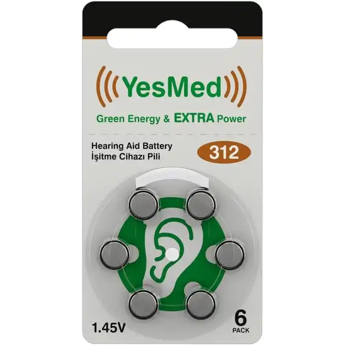 YesMed Extra Power 312 Numara İşitme Cihazı Pili (10 Paket x 6 Adet = 60 Adet Pil)