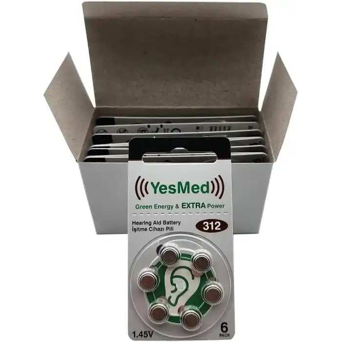 YesMed Extra Power 312 Numara İşitme Cihazı Pili (10 Paket x 6 Adet = 60 Adet Pil)