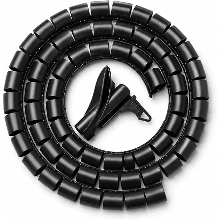 Orret Home 1,5 Metre 25 mm Kablo Koruyucu Spiral Siyah, Kablo Düzenleyici Organizer, Kablo Toplayıcı Sarma Spirali, Esnek Kablo Kanalı ve Kablo Gizleyici Koruma Kılıfı