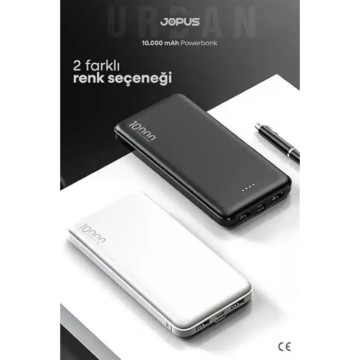PDAteknoloji 10.000mAh Led Işıklı Taşınabilir Şarj Aleti/Powerbank Siyah/Beyaz JP-P10S-1