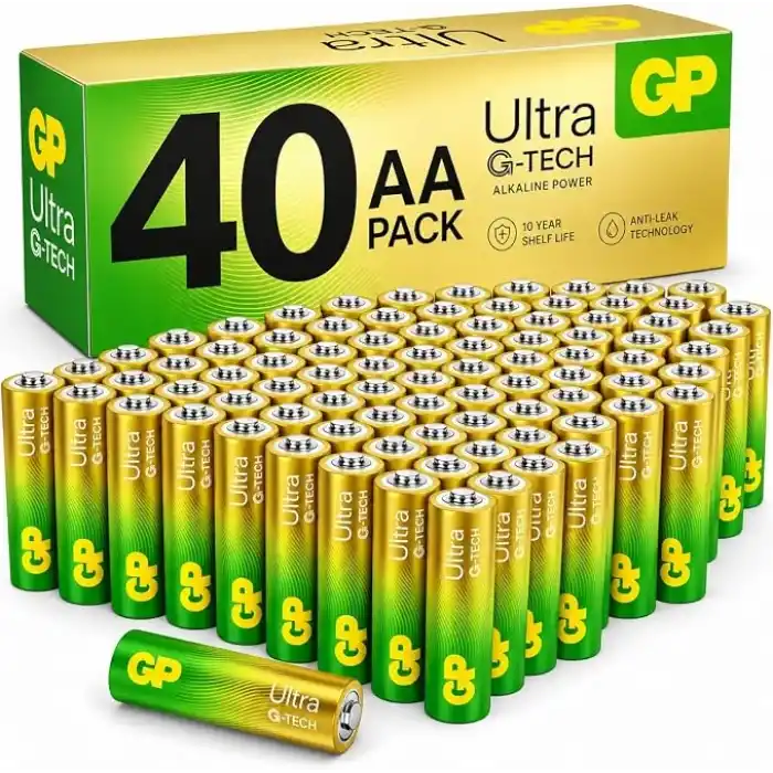 Gp Batteries Ultra Alkalin G-Tech +80%More Power 40xAA-Lr6-1.5 Volt Kalem Pil, 40Lı Paket