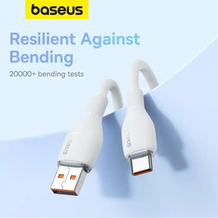 Baseus Pudding Hızlı Şarj Özellikli Type-C Kablo 100W, 1.2 Metre, Beyaz