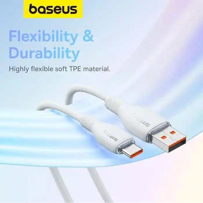 Baseus Pudding Hızlı Şarj Özellikli Type-C Kablo 100W, 1.2 Metre, Beyaz