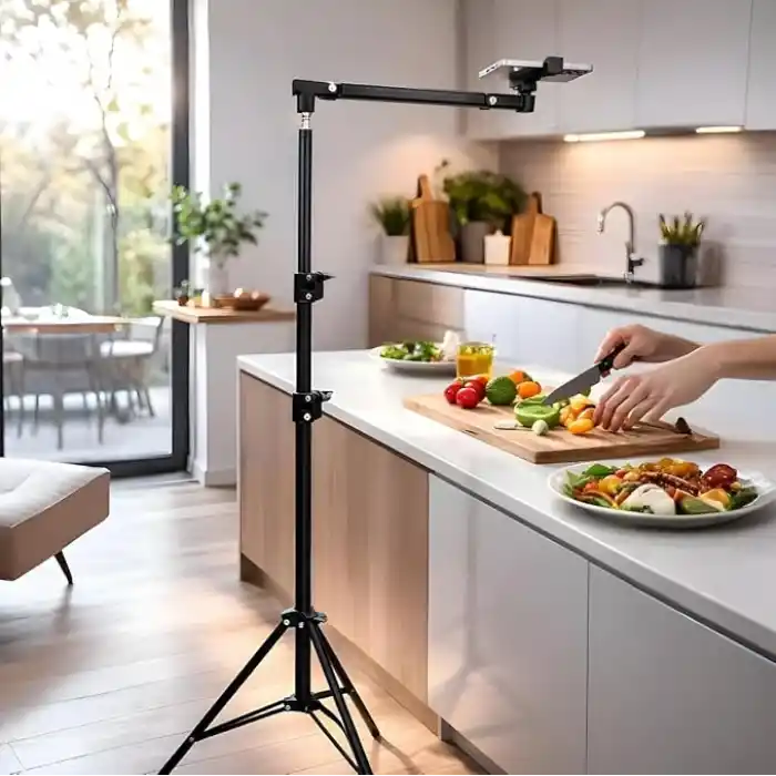 Coverzone Profesyonel 190cm Ayarlanabilir Alüminyum Çekim Tripod Stand – 77-190 cm Yükseklik, 2 Eklemli Telefon Tutucu, Dikey Yatay Çekim Uyumlu, Canlı Yayın ve İçerik Üretim Standı, HO70, Siyah