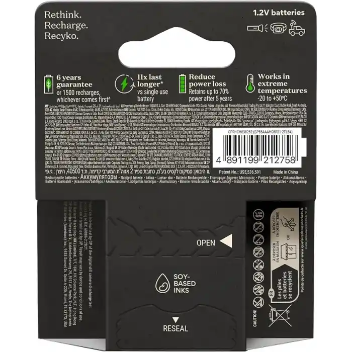 GP Batteries Recyko Pro AAA İnce Ni-Mh Şarjlı Pil, 1.2 Volt, 4lü Kart