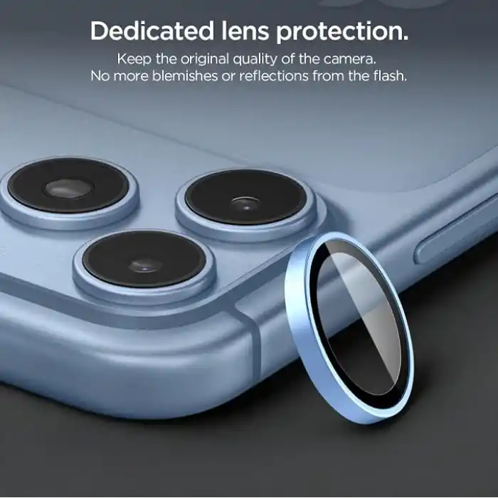 Spigen iPhone 18 Pro Max / 18 Pro ile Uyumlu Kamera Lens Koruyucu Cam Kolay Kurulum Glas.tR EZ Fit Optik Pro (2 Adet) Light Blue - AGL12045