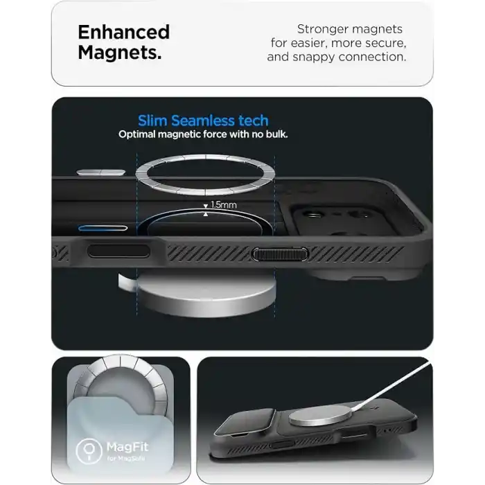 Spigen iPhone 18 Pro / 17 Pro ile Uyumlu MagSafe Kılıf Optik Armor Mag Fit Black - ACS09953