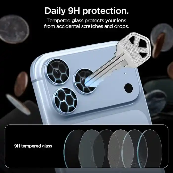 Spigen iPhone 18 Pro Max / 18 Pro ile Uyumlu Kamera Lens Koruyucu Cam Kolay Kurulum Glas.tR EZ Fit Optik Pro (2 Adet) Light Blue - AGL12045