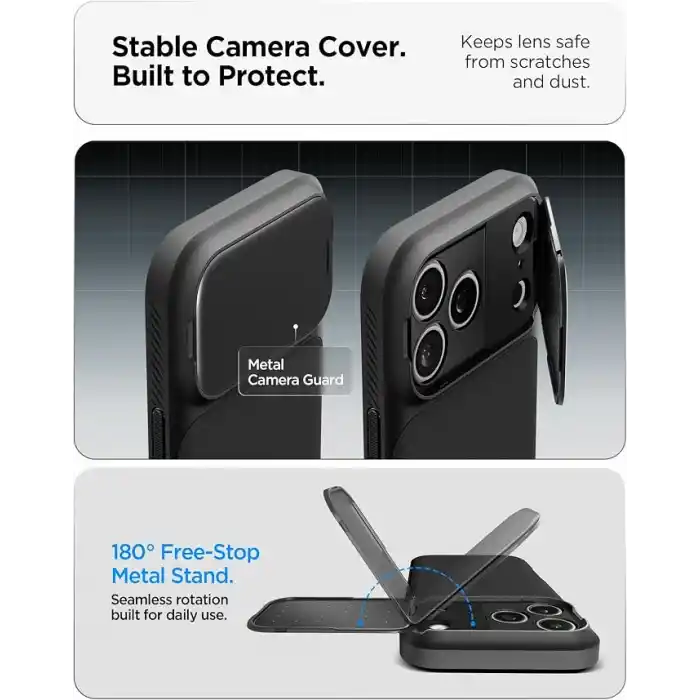 Spigen iPhone 18 Pro / 17 Pro ile Uyumlu MagSafe Kılıf Optik Armor Mag Fit Black - ACS09953