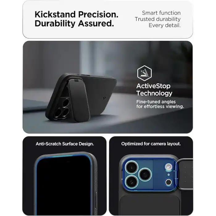 Spigen iPhone 18 Pro / 17 Pro ile Uyumlu MagSafe Kılıf Optik Armor Mag Fit Black - ACS09953