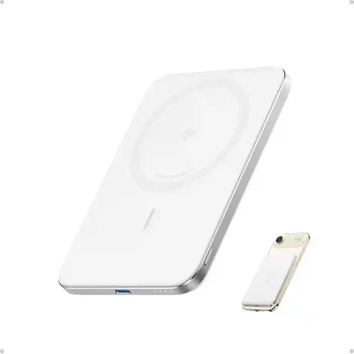 Anker Nano 5.000 mAh MagSafe Powerbank, Ultra İnce Manyetik Taşınabilir Şarj Cihazı, Qi2 Sertifikalı 15W, MagSafe Uyumlu, Ergonomik Tasarım, Beyaz - A1665