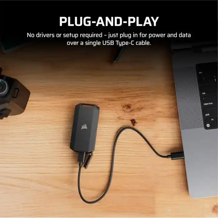 Corsair EX400U Survivor 2 TB USB4 Harici SSD – 4.000 MB/sye kadar, IP55 koruma sınıfı, PC, Mac ve iPad için tak ve çalıştır – Siyah