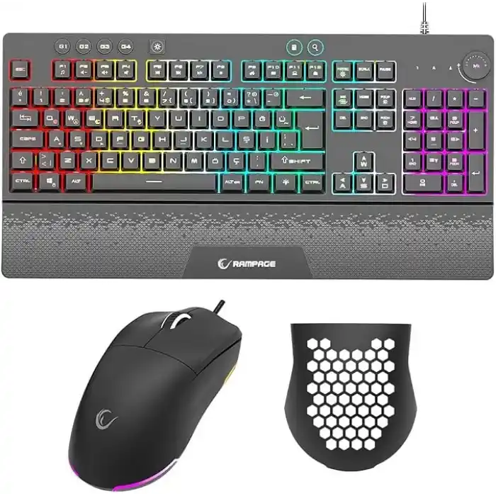 Rampage Eclipse Siyah Usb RGB Aydınlatmalı Q Gaming 4 Tuş Makrolu Oyuncu Klavye Mouse Set