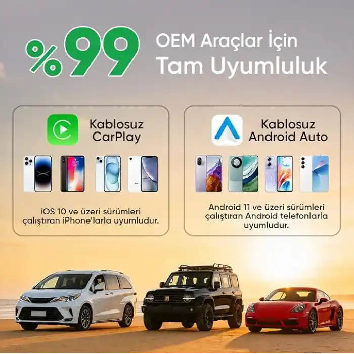 S-Link SL-CAR02 4in1 Android ve Apple Cihazlar Airplay ve MirrorLink Kablosuz Android Auto ve Carplay