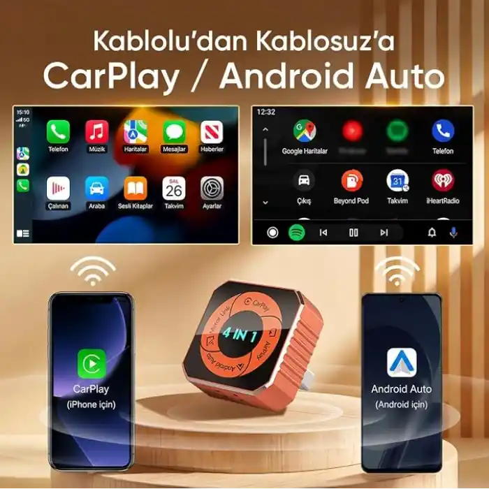 S-Link SL-CAR02 4in1 Android ve Apple Cihazlar Airplay ve MirrorLink Kablosuz Android Auto ve Carplay