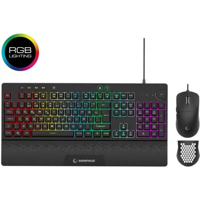 Rampage Eclipse Siyah Usb RGB Aydınlatmalı Q Gaming 4 Tuş Makrolu Oyuncu Klavye Mouse Set