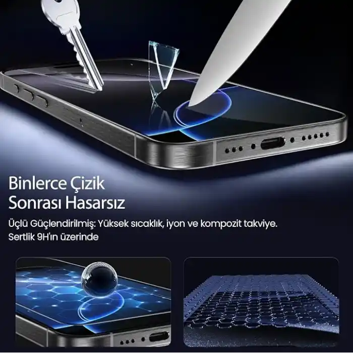 BUFF LABS 5D Privacy EasyFit 2 Adet Kolay Uygulama Aparatlı Ekran Koruyucu Temperli Hayalet Ekran Cam (iPhone 17 Pro Max / iPhone16 Pro Max)