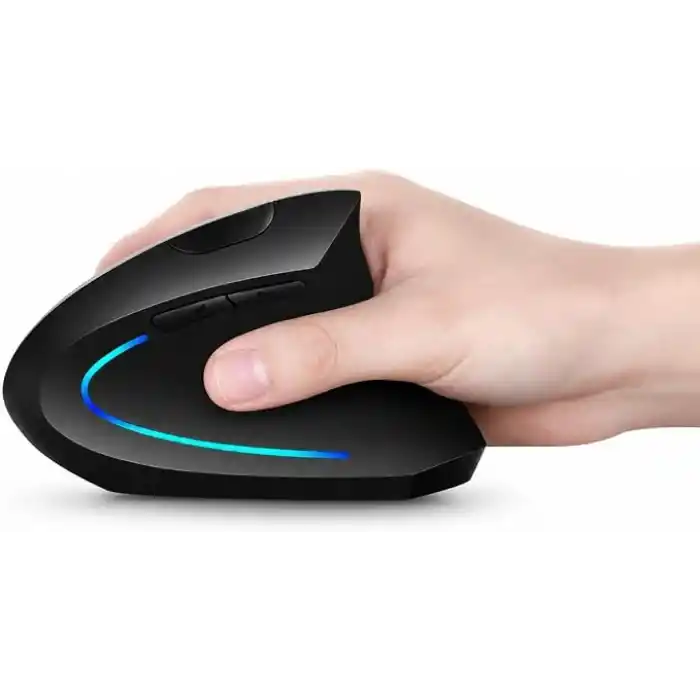 Coverzone Ergonomik Dikey Kablosuz Mouse, 2.4 GHz USB Alıcı ve Bluetooth Bağlantılı, Type-C Şarjlı, 6 Tuşlu, Ayarlanabilir DPI, Windows Mac Linux Uyumlu | 7043 Siyah