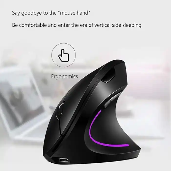 Coverzone Ergonomik Dikey Kablosuz Mouse, 2.4 GHz USB Alıcı ve Bluetooth Bağlantılı, Type-C Şarjlı, 6 Tuşlu, Ayarlanabilir DPI, Windows Mac Linux Uyumlu | 7043 Siyah