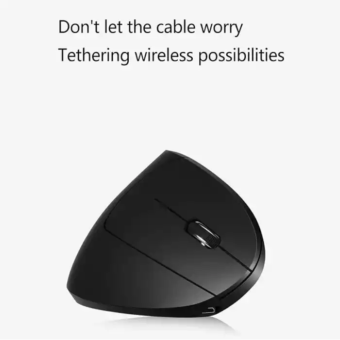 Coverzone Ergonomik Dikey Kablosuz Mouse, 2.4 GHz USB Alıcı ve Bluetooth Bağlantılı, Type-C Şarjlı, 6 Tuşlu, Ayarlanabilir DPI, Windows Mac Linux Uyumlu | 7043 Siyah