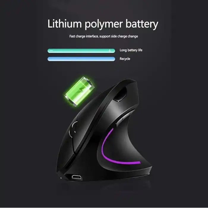 Coverzone Ergonomik Dikey Kablosuz Mouse, 2.4 GHz USB Alıcı ve Bluetooth Bağlantılı, Type-C Şarjlı, 6 Tuşlu, Ayarlanabilir DPI, Windows Mac Linux Uyumlu | 7043 Siyah