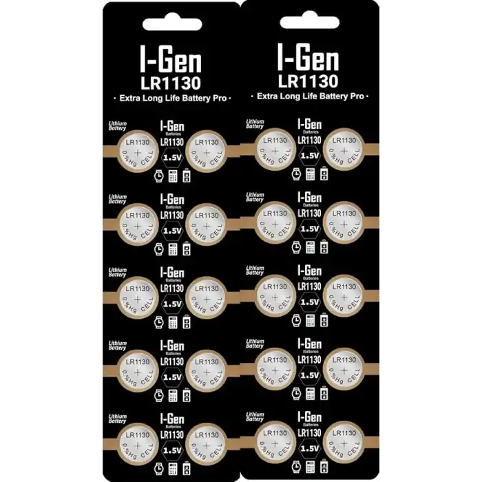I-Gen Batteries LR1130 1.5V Alkalin Düğme Pil (AG10, L1131, 389) (20li Paket)