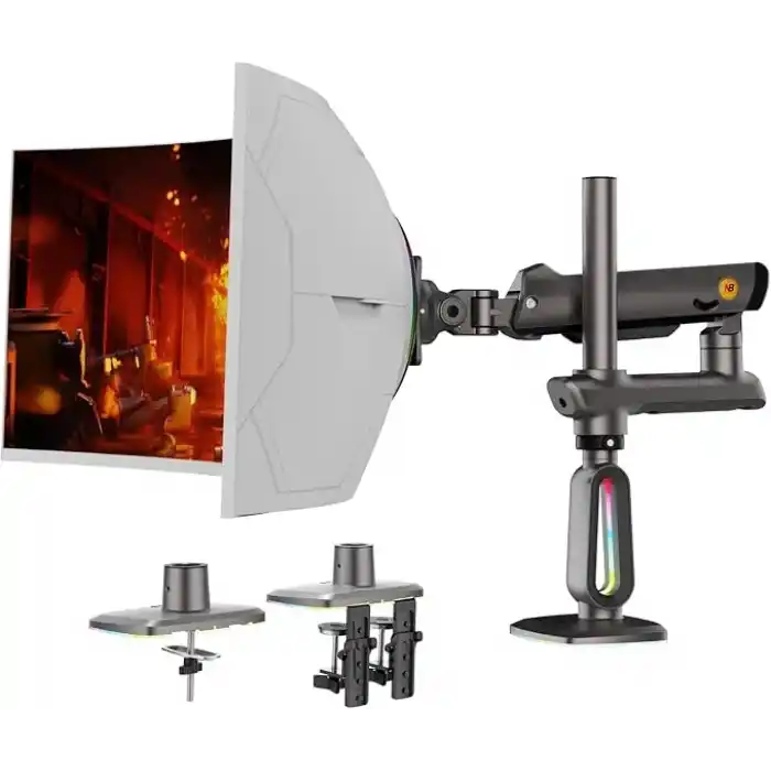 North Bayou NB F7 Ergonomic RGB Aydınlatmalı 32-60 inch Büyük Ekranlar İçin Profesyonel 2026 Versiyon Monitör Standı (32-60 Inch)