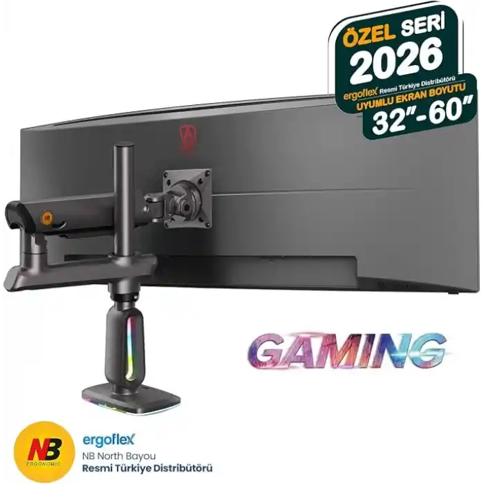 North Bayou NB F7 Ergonomic RGB Aydınlatmalı 32-60 inch Büyük Ekranlar İçin Profesyonel 2026 Versiyon Monitör Standı (32-60 Inch)