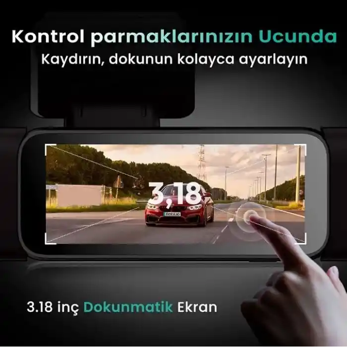 Botslab Ses Kontrolü,4 Kanallı 3,18 inç Dokunmatik Ekran, 2160P + 1080P + 1080P Ön ve Arka İç Döngü Kaydı, 5,8 GHz WiFi, GPS, Gece Görüşü, WDR, Park Modu ile 4K Araç Kamerası 128 Gb Hafıza Kartlı