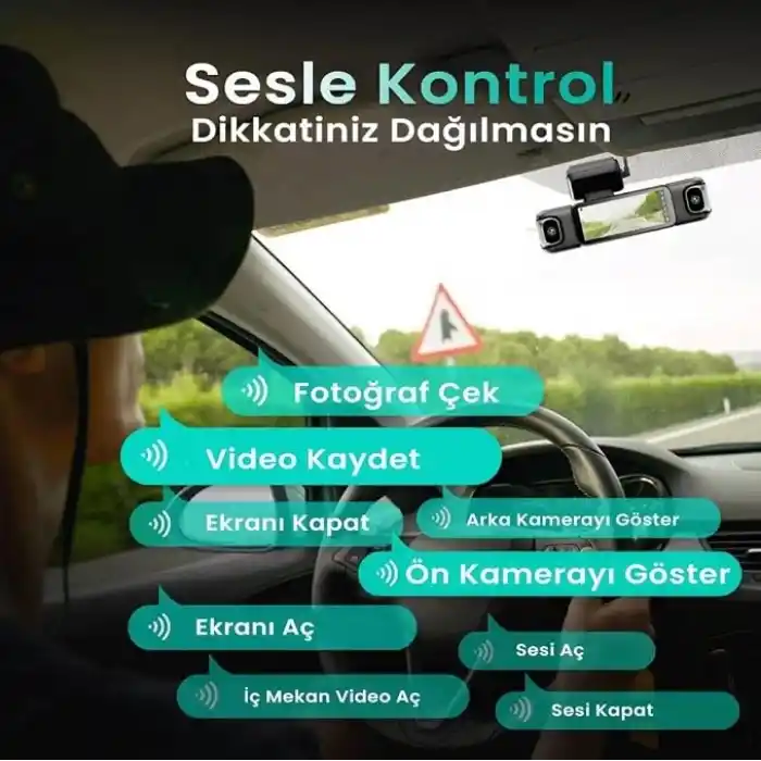 Botslab Ses Kontrolü,4 Kanallı 3,18 inç Dokunmatik Ekran, 2160P + 1080P + 1080P Ön ve Arka İç Döngü Kaydı, 5,8 GHz WiFi, GPS, Gece Görüşü, WDR, Park Modu ile 4K Araç Kamerası 128 Gb Hafıza Kartlı