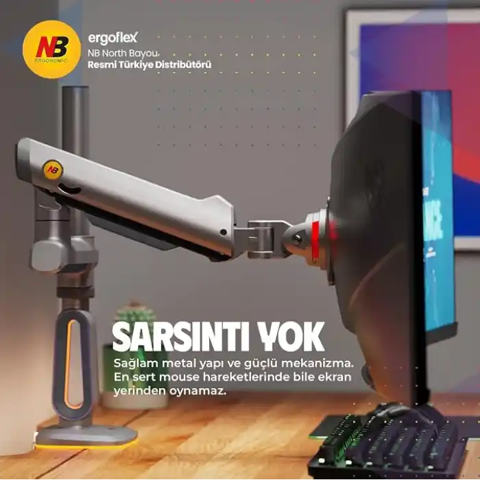 North Bayou NB F7 Ergonomic RGB Aydınlatmalı 32-60 inch Büyük Ekranlar İçin Profesyonel 2026 Versiyon Monitör Standı (32-60 Inch)