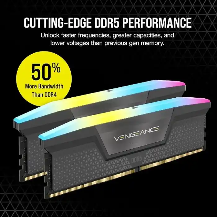 CORSAIR Vengeance RGB DDR5 32GB (1x32GB) 6000MHz CL38 1.35V AMD Expo Intel XMP 3.0 Masaüstü Bellek - Gri (CMH32GX5M1E6000Z38)