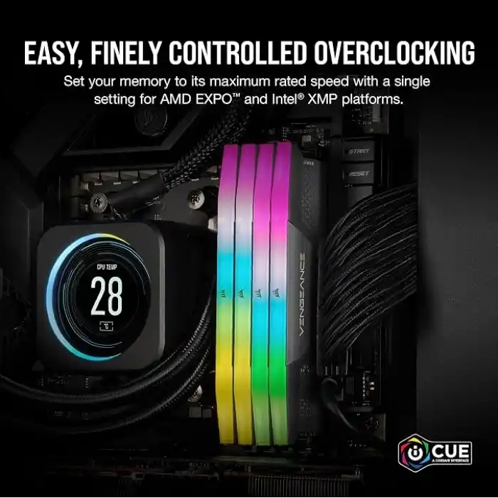 CORSAIR Vengeance RGB DDR5 32GB (1x32GB) 6000MHz CL38 1.35V AMD Expo Intel XMP 3.0 Masaüstü Bellek - Gri (CMH32GX5M1E6000Z38)