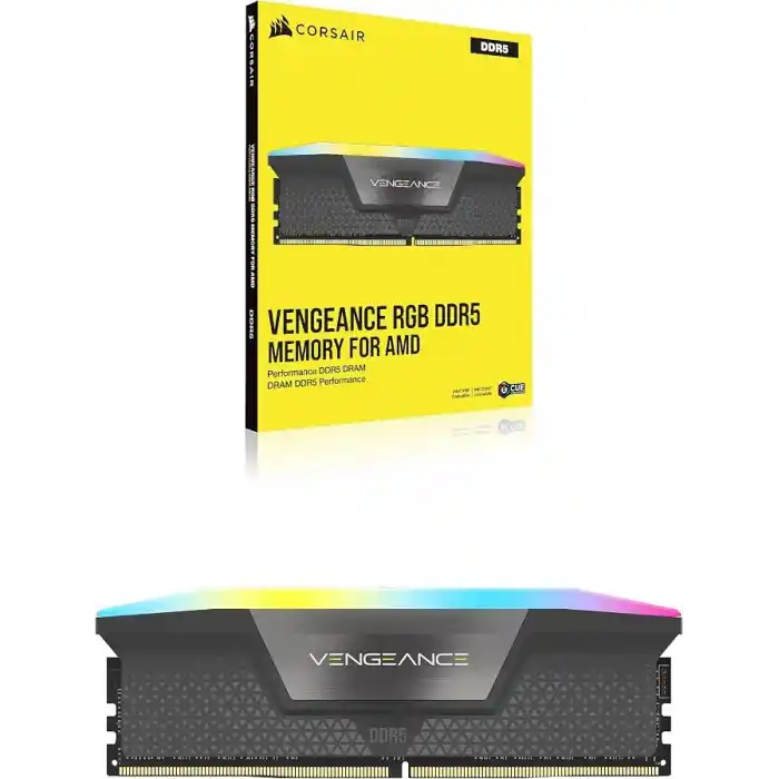 CORSAIR Vengeance RGB DDR5 32GB (1x32GB) 6000MHz CL38 1.35V AMD Expo Intel XMP 3.0 Masaüstü Bellek - Gri (CMH32GX5M1E6000Z38)