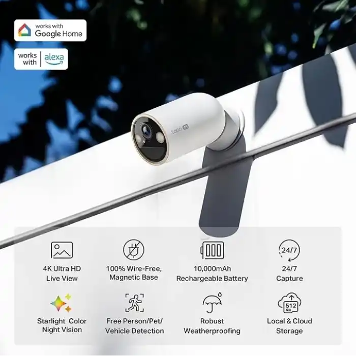 Tapo C460 | 4K 8MP Bataryalı Dış Mekan Güvenlik Kamerası | 10000 mAh | Starlight Renkli Gece Görüşü | AI İnsan/Evcil Hayvan/Araç Algılama |IP66| Wi-Fi | microSD & Bulut | Güneş Paneli Desteği