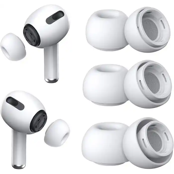 [3 Çift] Yedek Kulaklık Uçları - AirPods Pro 1. ve 2. Nesil İle Uyumlu, Gürültü Azaltma Delikli, AirPods Pro İçin Silikon Kulaklık Uçları, Taşınabilir Saklama Kutusu ve Şarj Kasesine Uygun (S/M/L)