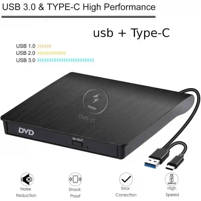 Harici Dvd Rw External Taşınabilir Ultra İnce USB 3.0 Cd Dvd Yazıcı Okuyucu