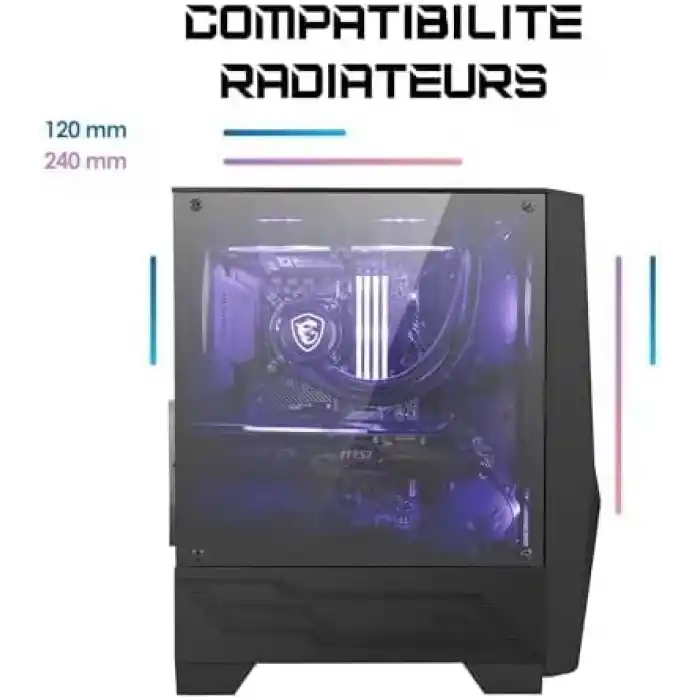 MSI Mag Forge 100M, Temperli Cam, 2X Rgb Fan, 1X 120Mm Fan Atx Gaming Bilgisayar Kasası