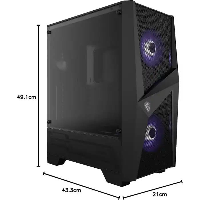 MSI Mag Forge 100M, Temperli Cam, 2X Rgb Fan, 1X 120Mm Fan Atx Gaming Bilgisayar Kasası