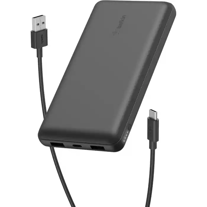 Belkin USB C Taşınabilir Powerbank 20000 mAh, USB Tip C Giriş Çıkış Bağlantı Noktalı 20K Güç Bankası için USB C - A Kablosu Dahil 2 USB A Bağlantı Noktası, Siyah